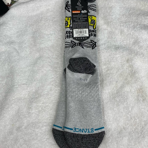 NWT Stance "Bob Was Here" Spongebob Squarepants Grey Infiknit Crew Socks-Large - Picture 4 of 5